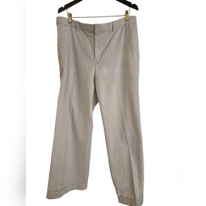 Lauren Ralph Lauren Women's Pin Stripe Cuffed Wide Leg Flat Front Pants Size 16